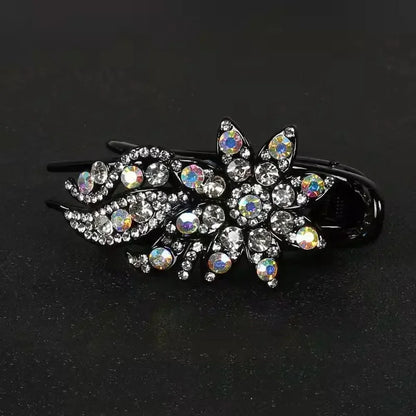 Shiny Rhinestone Hairpin Flower Leaf Duckbill Hair Claws Retro Hair Clips Accessories For Women Shinning Ponytail Headwear