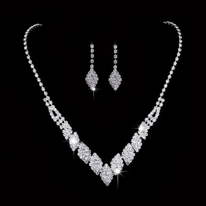 Necklace Earrings Set 2024 Rhinestone Tassel Earrings Necklace Combo Wedding Jewelry Bride Dangle Earrings Necklaces Party Jewel
