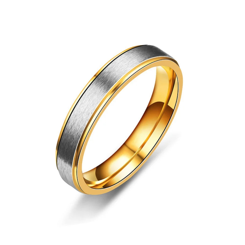 Fashion Matte 4-Prong Zircon Stainless Steel Couple Rings For Women Men Engagement Ring Valentine Day Jewelry Gift Size 6-12