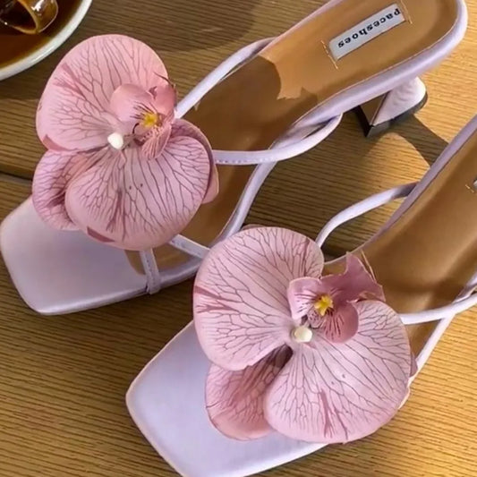 1 Pair Simulation Coloful Thai Fairy  Flower Shoe Buckles Personalized Design  Orchid Simulation Buckles Decor