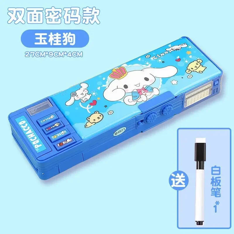 Cartoon kuromi My melody Cinnamoroll password lock multifunctional stationery box kawaii pencil case school supplies wholesale