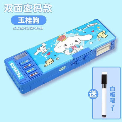 Cartoon kuromi My melody Cinnamoroll password lock multifunctional stationery box kawaii pencil case school supplies wholesale