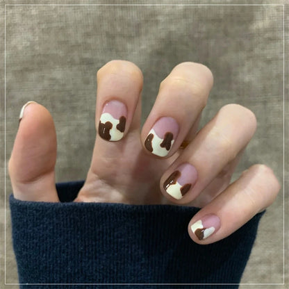 24Pcs/Set Pink Bow French Fake Nails Art Cute with Diamonds Girls Reusable Ballet Press on Nail Tips Oval Acrylic Stick on Nails