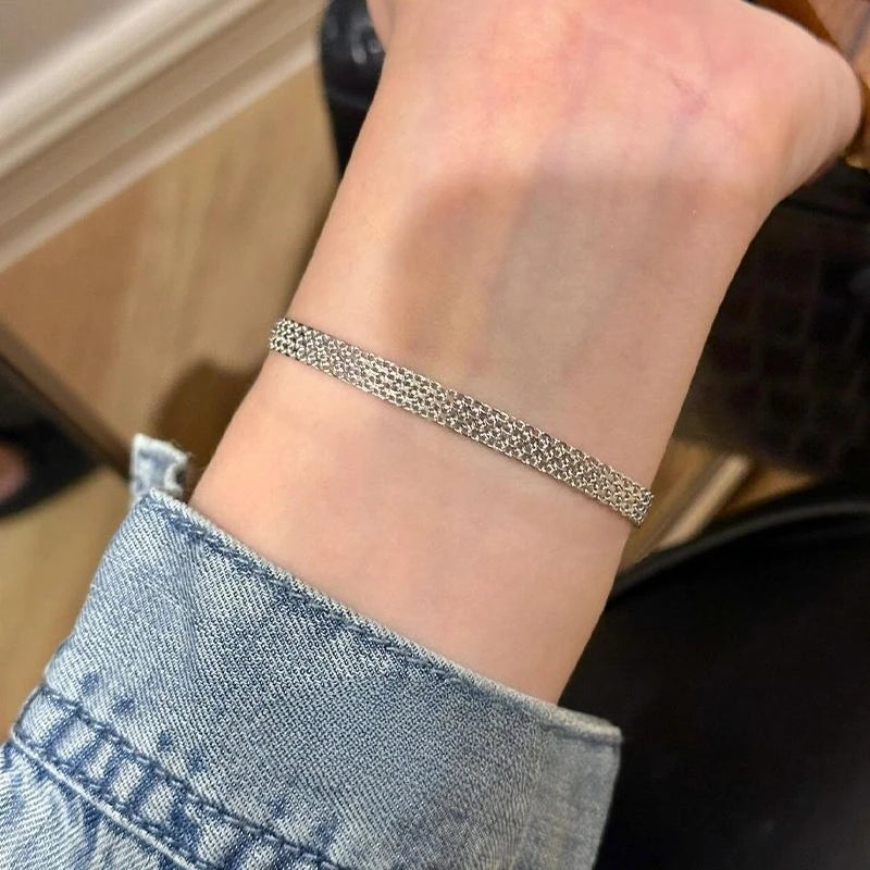Stainless Steel Watch Strap Bracelets Vintage Woven Strap Bracelet for Women Daily Simple Versatile High-end Jewelry Girl's Gift