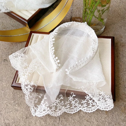 12styles Lace Mesh Triangle Scarf French Country Style Floral Hair Scarf Headwrap for Elegant Women Spring Summer Boho Bandana