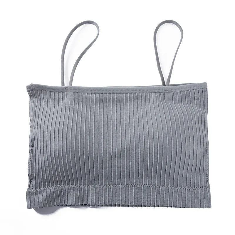 Summer Tube Bras For Women Sexy Seamless Underwear Crop Tops Sexy Lingerie Silky Bandeau Bra Removable Pads Intimates