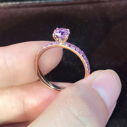 Oval Shaped S925 Silver Plated Engagement Ring for Women Pink Cubic Zirconia Wedding Fake Ring Fashion Jewelry Accessory
