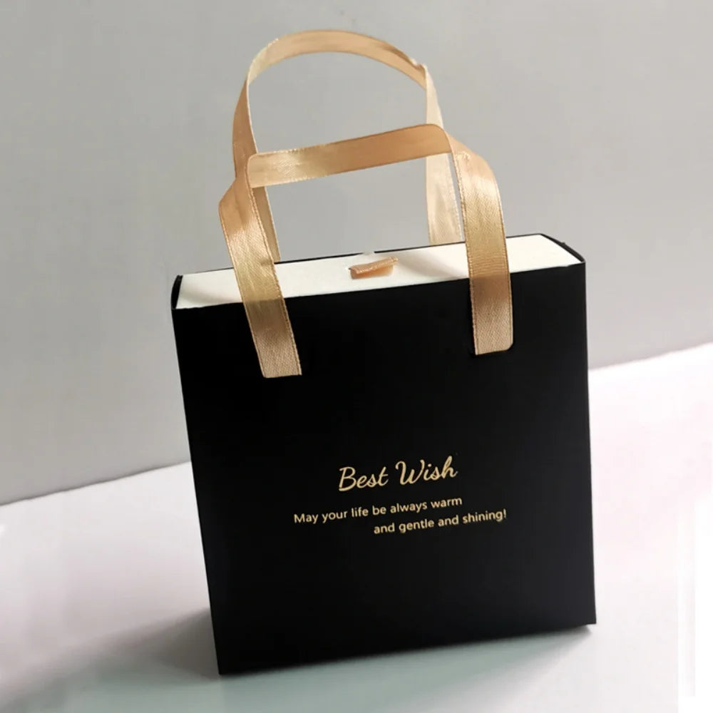 Portable Jewelry Box Ring Earrings Necklace Paper Jewelry Display Case Blessing Print Valentines Day Wedding Gift Packaging Box