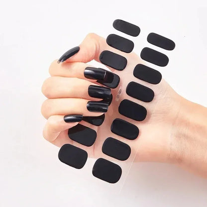 Semi Cured Gel Nail Sticker Pure Color UV LED Lamp Covered Waterproof Full Adhesive Long Self Nail Decals Manicure Lasting