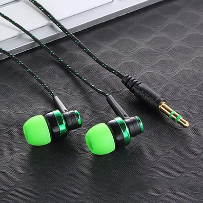 3.5mm Nylon Weave Cable Earphone Headset For Laptop Smartphone Wired Earphone Stereo In-Ear Headphones