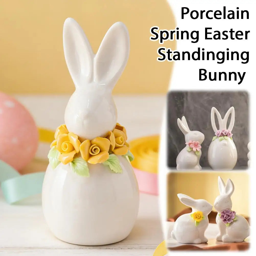 Easter Egg Shell Rabbit Ornaments Home Bedroom Ceramic Crafts Tabletop Scene Decoration Easter Bunny Figurines