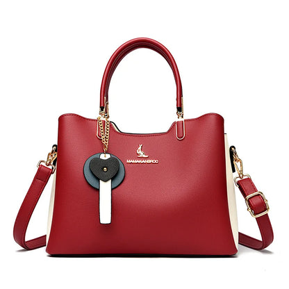 2025Autumn Fashion Simple Large Capacity Women's Handbag Color-Block Multi-Compartment High-End Mom Bag Commuter Bag