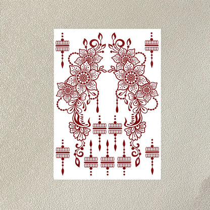 Waterproof Henna Tattoo Stickers for Women Flower Instant Fake Tattoo for Hand Temporary Tattoos for Wedding Party Festival