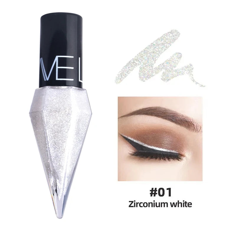 New Professional Shiny Eye Liners Cosmetics for Women Pigment Silver Rose Gold Color Liquid Glitter Eyeliner Cheap Makeup