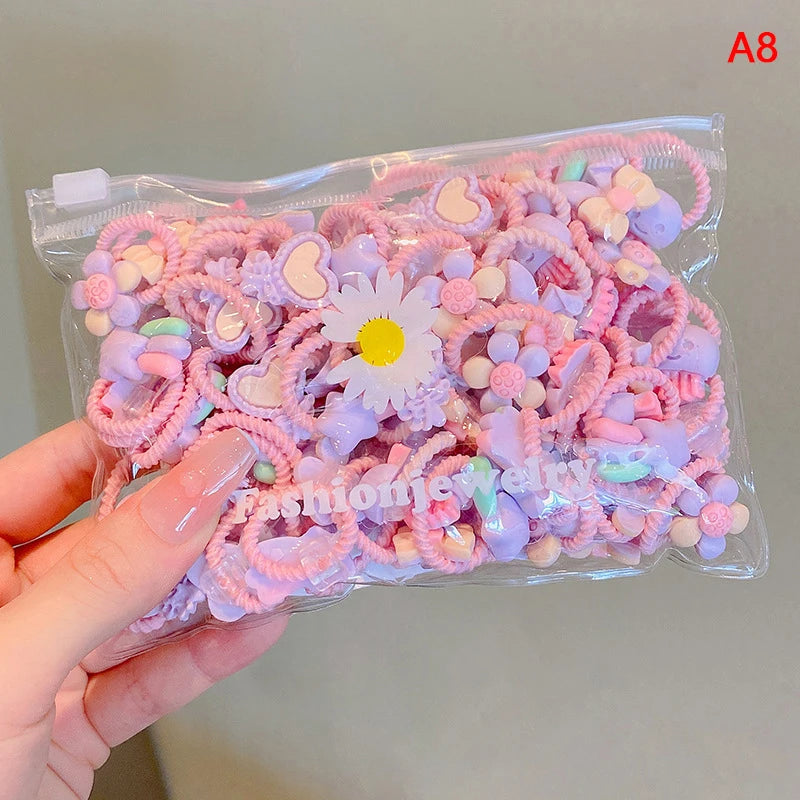 20Pcs Cute Rubber Bands For Children Does Not Hurt The Hair Elastic Good Girl Baby Head Rope Small Tie Hair Chirp Headdress