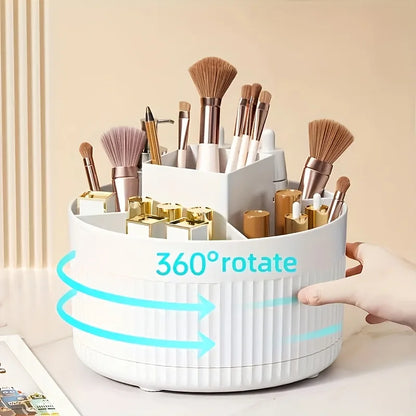Makeup Brush Holder Organizer 360° Rotating Makeup Brush Desktop Organizer 5 Slot Make up Brushes Cup for Supply Bathroom Vanity