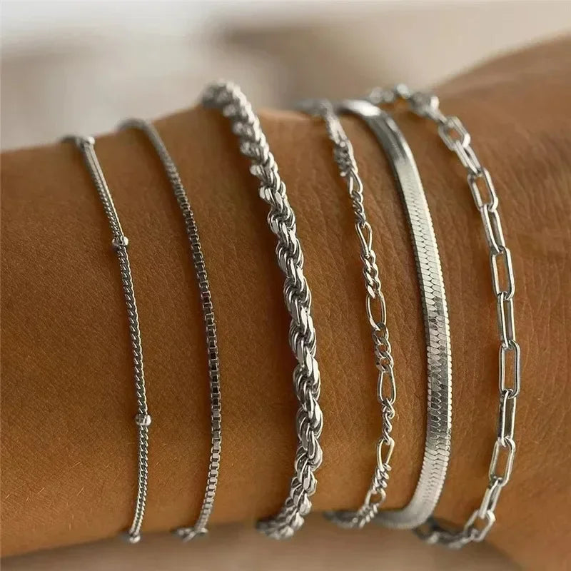 3 Pcs/set Geometric Twisted Lines Irregular Shaped Open Cuff Bracelet and Bangle Set for Women Punk Exaggerated Style Accessor