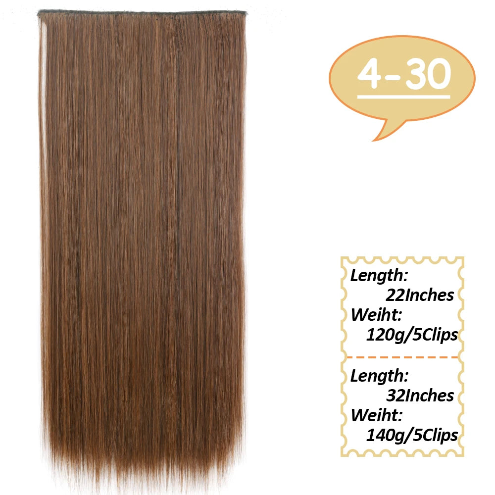 NICESY Synthetic Long Wavy 5 Clips Hair Extensions 22Inch/32Inch Clip On Hair Extensions High Tempreture Fake For Women
