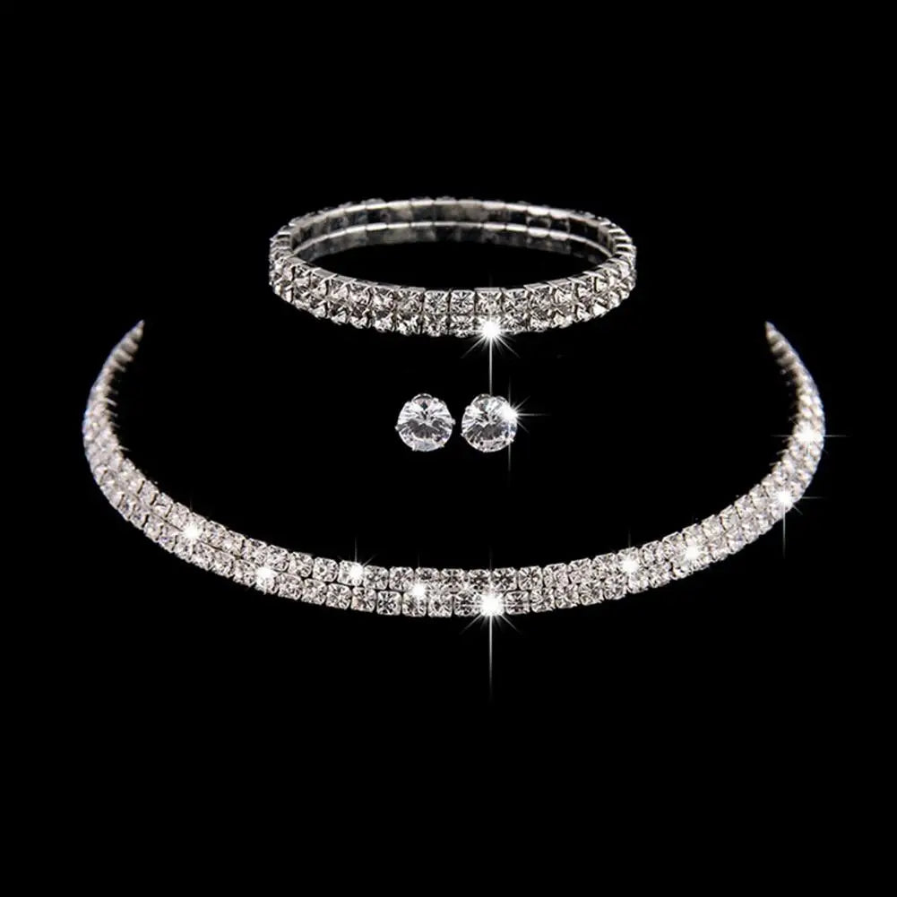 Necklace Earrings Set 2024 Rhinestone Tassel Earrings Necklace Combo Wedding Jewelry Bride Dangle Earrings Necklaces Party Jewel