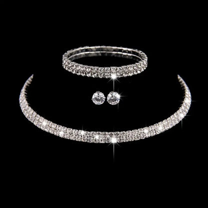 Necklace Earrings Set 2024 Rhinestone Tassel Earrings Necklace Combo Wedding Jewelry Bride Dangle Earrings Necklaces Party Jewel