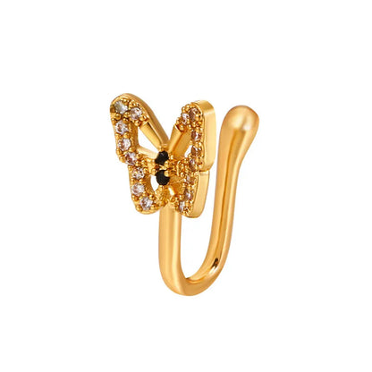 1Pc Copper Fake Piercing Nose Ring Butterfly Crown Star Heart Clip On Nose Ear Clip Cuff Earring for Women Gift Body Jewelry Nez