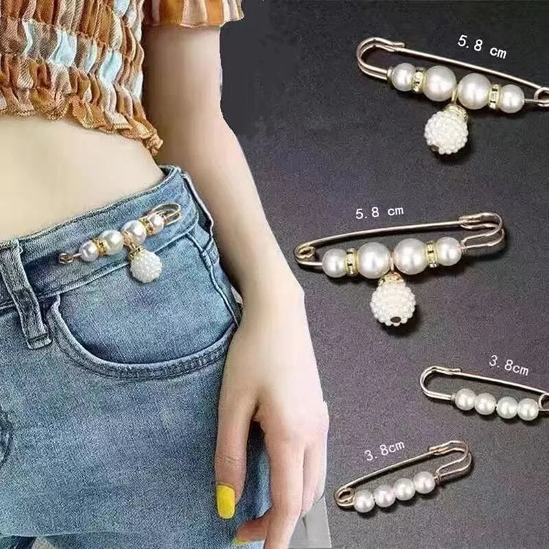 2/20pcs Clothing Brooch Pearl Waist Adjustment for Women Pearl Lapel Pin Sweater Dress Brooch Pins Badge Buckle DIY Accessories