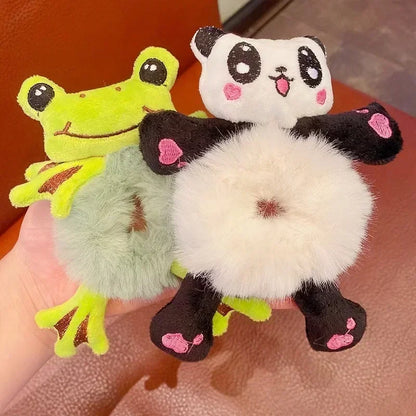 Cartoon Cute Animal Rubber Band for Girls Plush Ponytail Maruko Hair Tie Elastic Hair Ring Headwear Girls Kids Hair Accessories