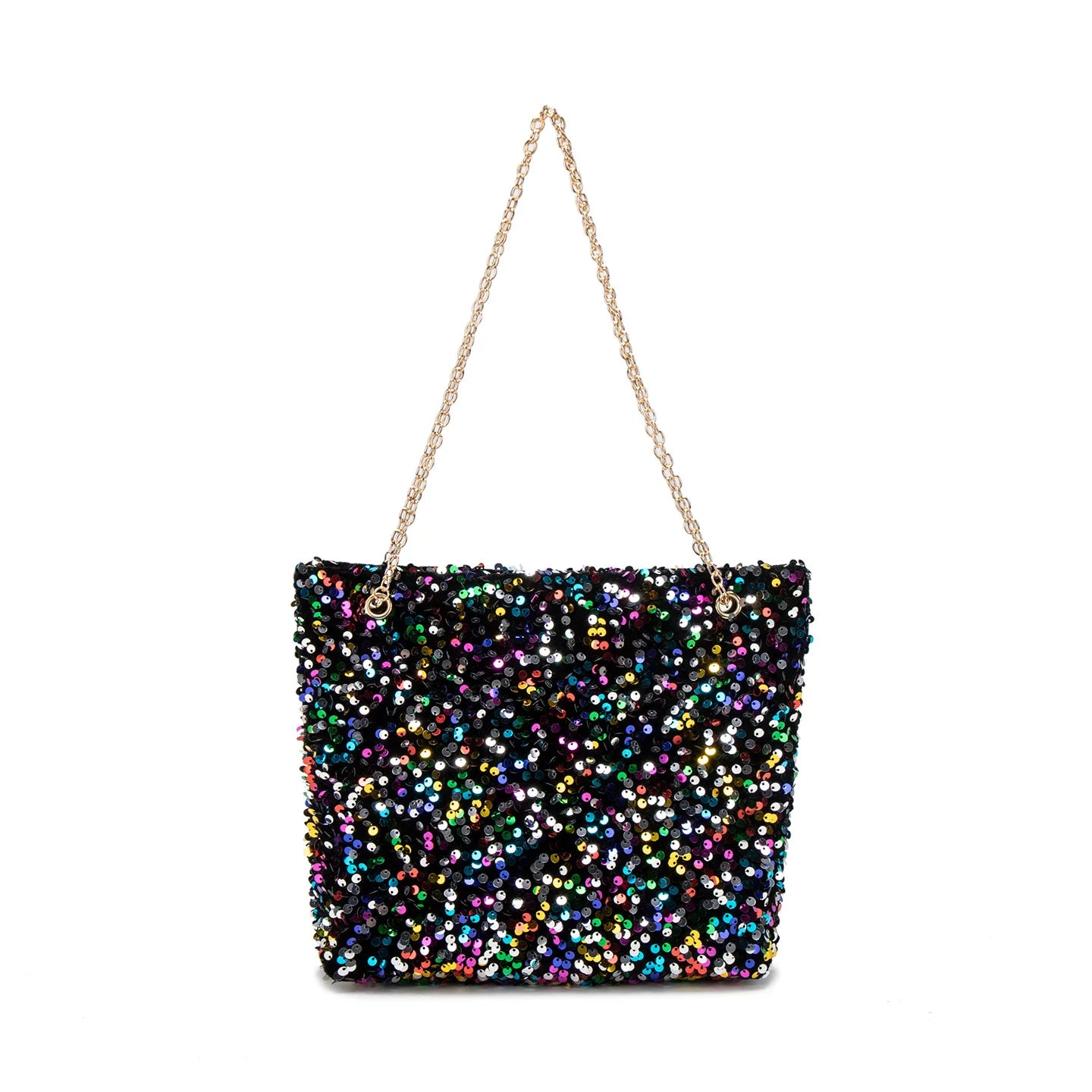 Shiny Sequin Tote Bag Large Capacity Chain Shoulder Bag Glitter Evening Handbag for Party Wedding & Prom Fashion Bag for Women