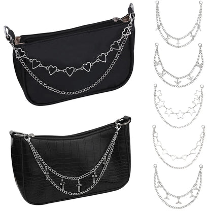 Bag Decoration Metal Chain Strap Pants Clothing Chain Shoulder Bags Chain Bag Handle Pendant With Lobster Buckle Multi-layer DIY