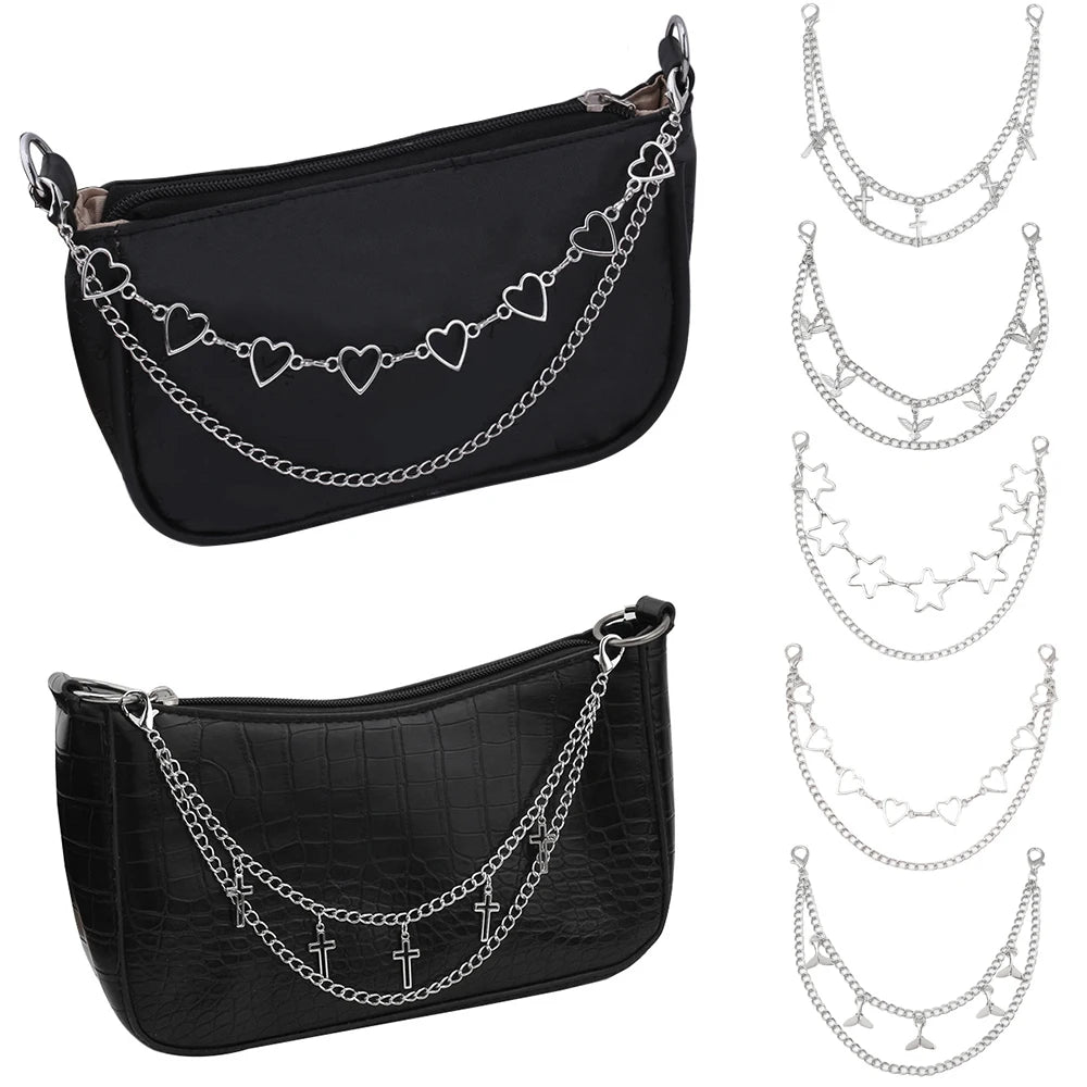 Bag Decoration Metal Chain Strap Pants Clothing Chain Shoulder Bags Chain Bag Handle Pendant With Lobster Buckle Multi-layer DIY