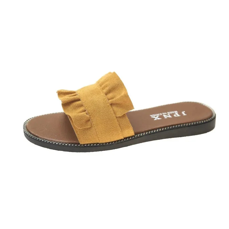 2025 Spring Summer New Women's Slippers Casual Beach Plus Size Women's Sandals Flat Bottom One-Row Slippers Wholesale