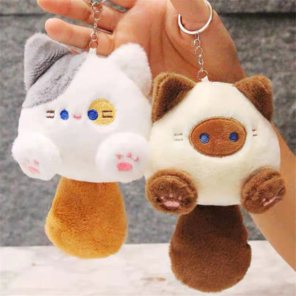 Cartoon Stuffed Plush Cat Key Chain Colorful Ins Cute Coffee Cat Plush Pendant Doll Creative Soft Fluffy Keychain Children