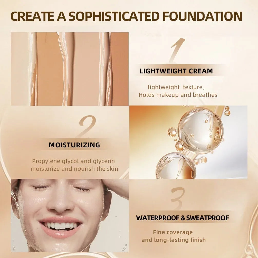 Matte Face Foundation Makeup Base Cream Full Coverage Concealer Cover Ance Moisturizing No Cracking Waterproof Face Corrector