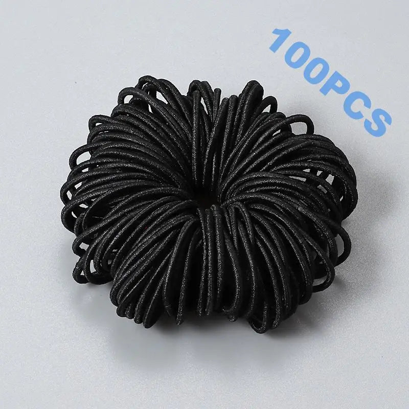 100pcs New Cute Girl Hair Bands Candy Color Elastic Rubber Band Hair Band Child Baby Headband Scrunchie Hair Tie Accessories