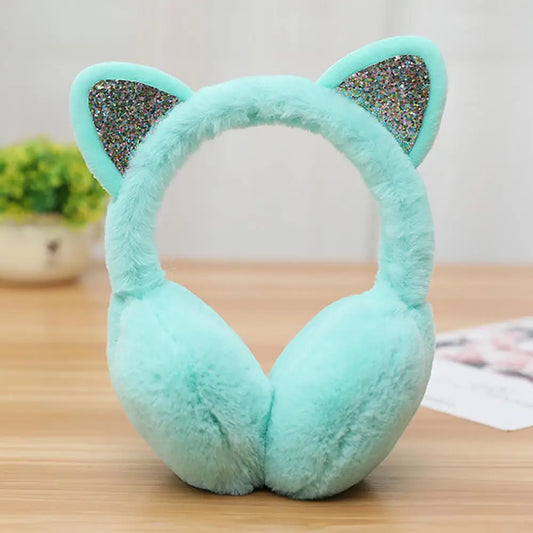 2025 Women Lovely Winter Cats Ear Warmer Shiny Glitter Earmuff Cold Protection Warmer plush cute winter accessories ear muffs