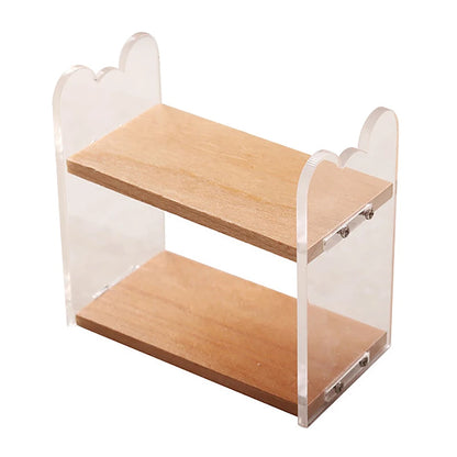1:12 Dollhouse Miniature Wooden Showcase Desktop Storage Rack Bookshelf Display Shelf Mini Furniture Model DIY Dollhouse Decor