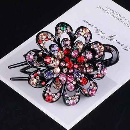 Shiny Rhinestone Hairpin Flower Leaf Duckbill Hair Claws Retro Hair Clips Accessories For Women Shinning Ponytail Headwear