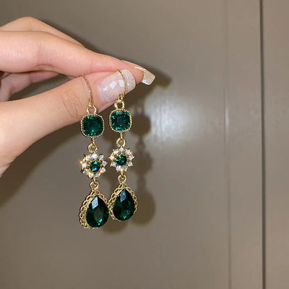 2023 New Fashion Trend Unique Design Delicate Elegant Green Zircon Tassel Earrings Women High Jewelry Wedding Party Gifts