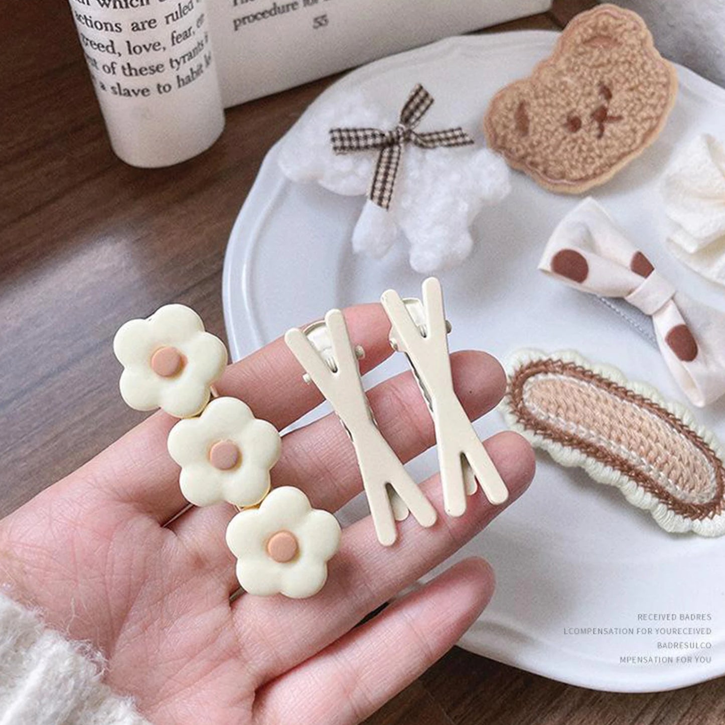 9PCS/set Infant Girls Hair Clips Cartoon Bear Bowknot Barrettes Birthday Gifts Hairpin Headdress Kids Barretees Hair Accessories