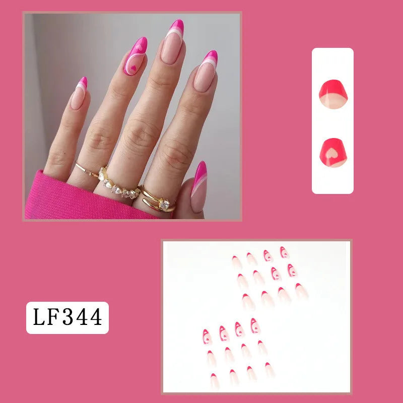 Luxury Designed Reusable Pink Nude False Nails Short Custom Acrylic Press On Nails Artificial Nails With Glue For Woman And Girl
