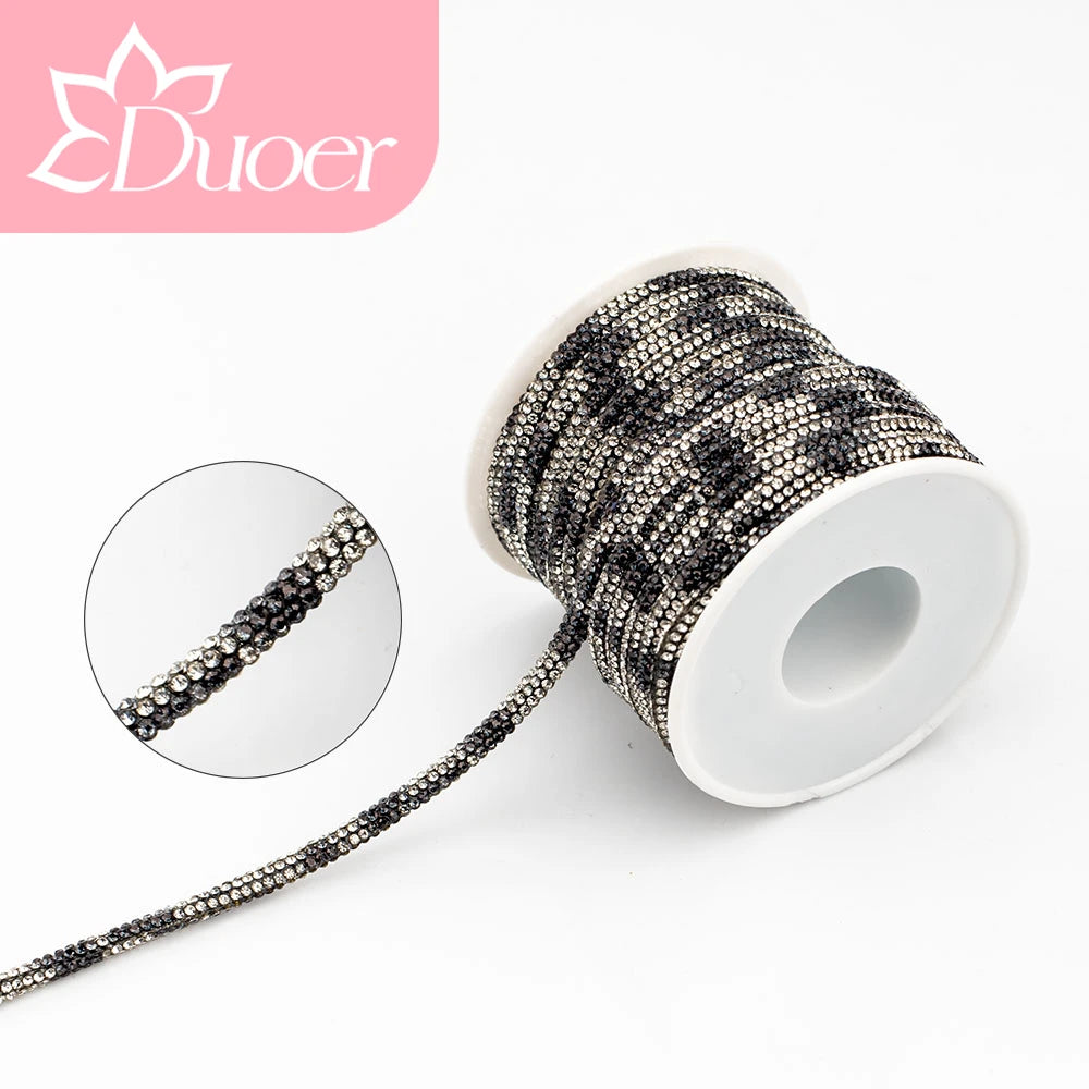 DUOER 3mm 5/10 Yards Glass Rhinestones Rope Tube GlitterDiamond Cord Soft Shoelace Drawstring Trimming For DIY Hoodies Trouser