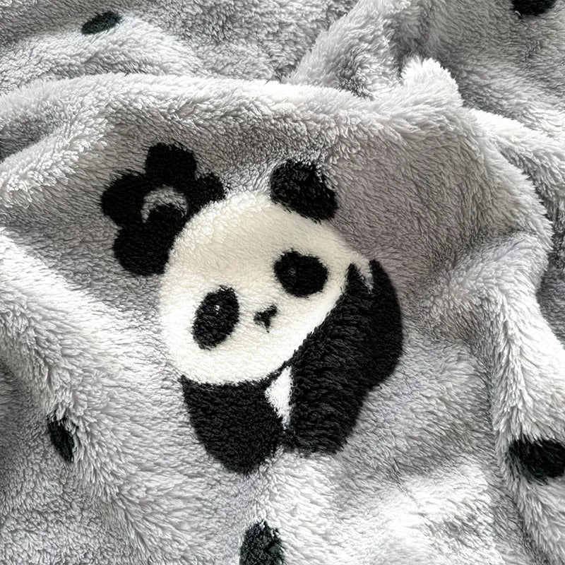 Panda Printed Fluffy Blanket for Beds Single/Queen/King Plush Fleece Plaids for Sofa Soft Warm Thow Blanket for Winter