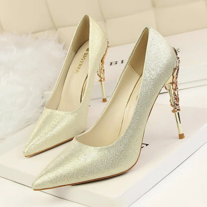 9219-2 Style Women Fashion Shoes Pure Color Leather High Heels Low Heels Medium Capsule Korean Style Spring Autumn