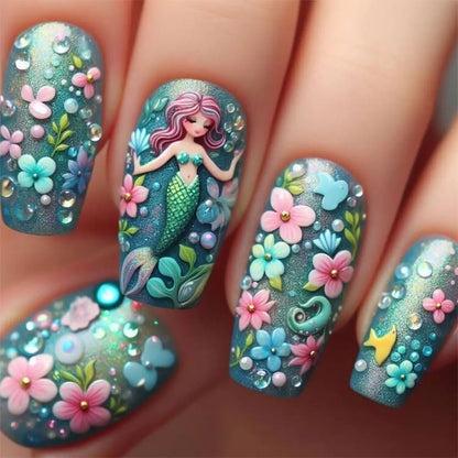 French Tip Press on Nails Long Coffin False Nails Press ons Acrylic Glue on Nails Full Cover False Nails Wearable Fake Nails Set