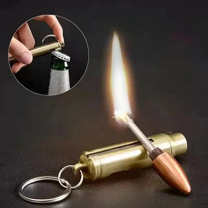 New Gold Bar Design Metal Pendant Lighter Open Flame Smoking Accessory for Outdoor Adventure Small Portable Lighting Tool