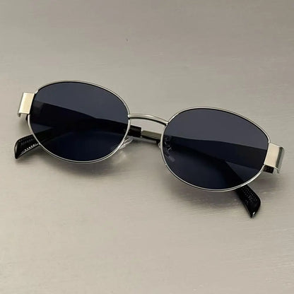 New  Oval Sunglasses for Women Men Trendy Metal Frame Sun Glasses Classic Shades Casual Eyewear