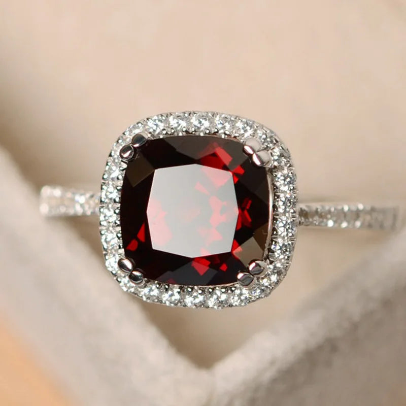 Silver plated Rings for Women Ruby Emerald Sapphire Jewelry Wedding Engagement Ring Wholesale Size 6-10