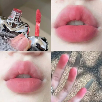 6-Color Lasting Matte Lip Gloss Non-Stick Cup Velvet Smooth Pomegranate Color Plump Lips Waterproof Smudge-proof Lipglaze Makeup