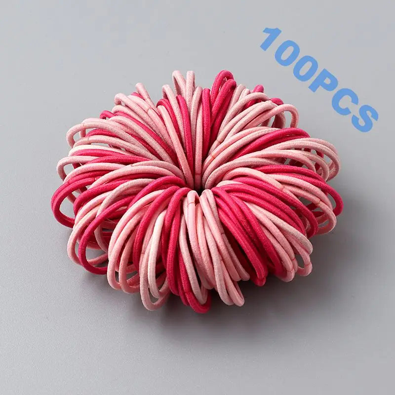 100pcs New Cute Girl Hair Bands Candy Color Elastic Rubber Band Hair Band Child Baby Headband Scrunchie Hair Tie Accessories