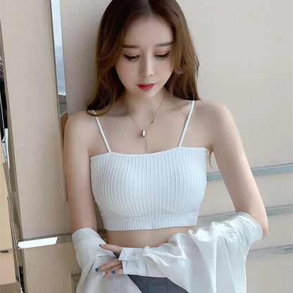 Summer Tube Bras For Women Sexy Seamless Underwear Crop Tops Sexy Lingerie Silky Bandeau Bra Removable Pads Intimates